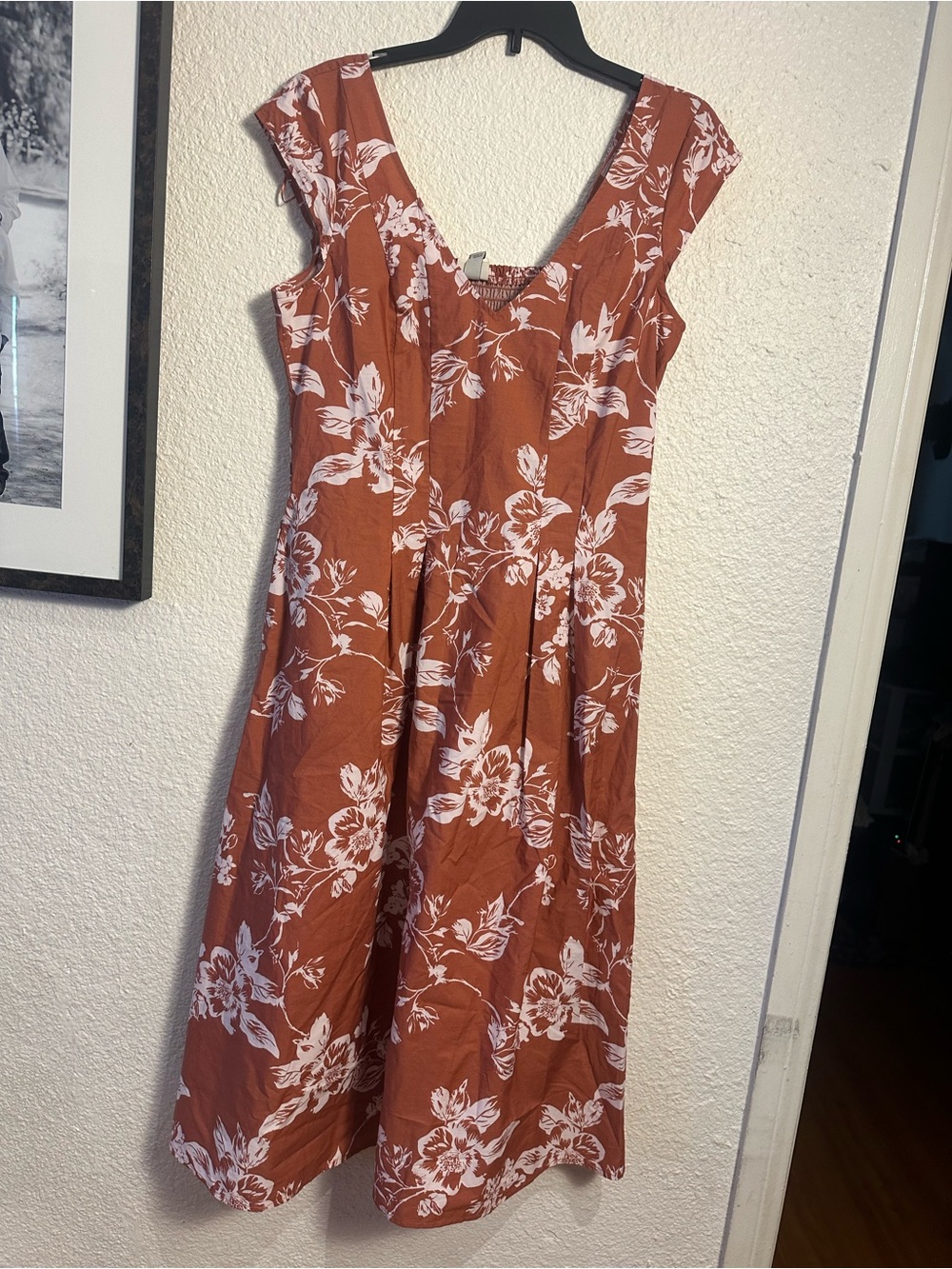 a new day Rust Floral Midi Dress with White Print